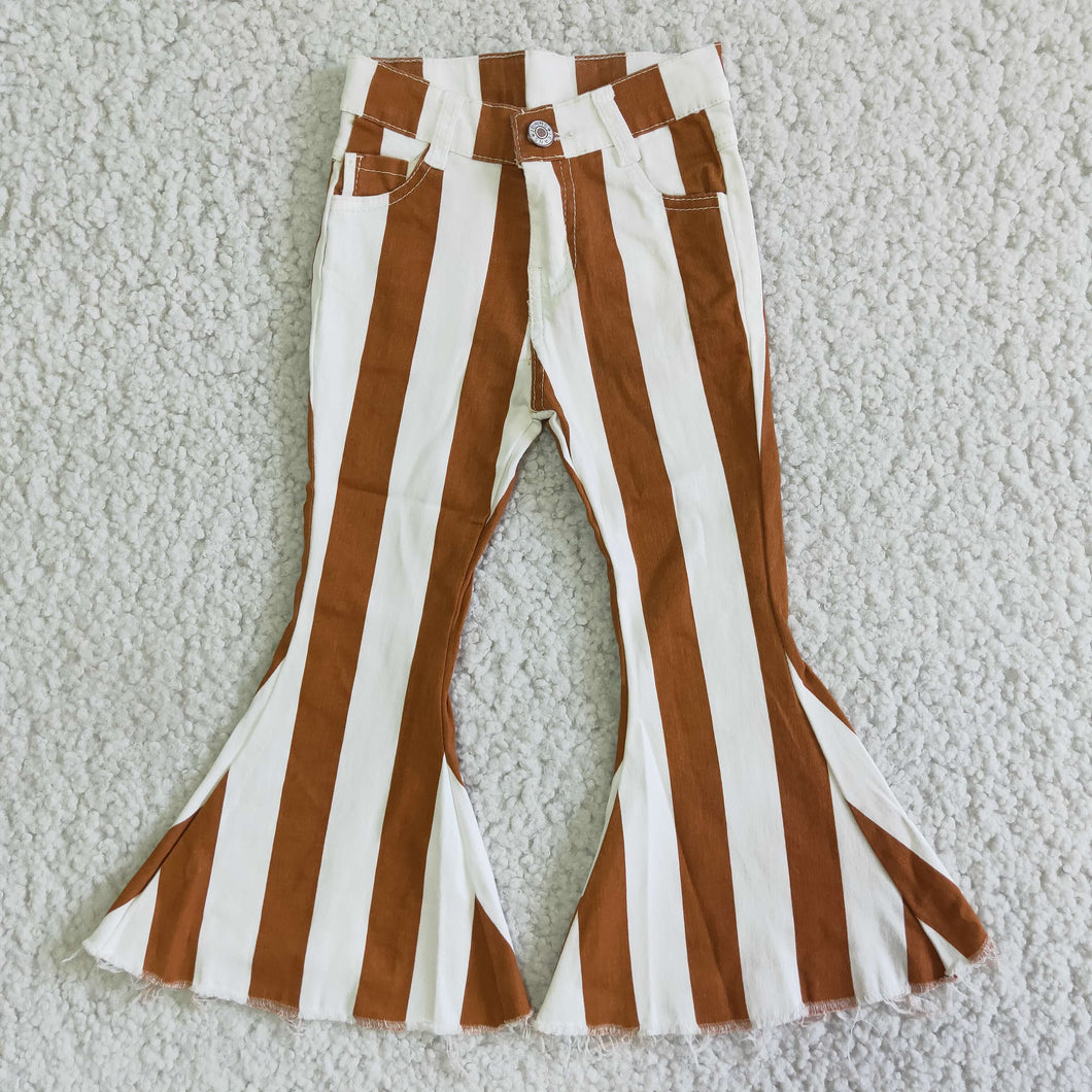 Stripe Waistband Girls Denim Flare Pants